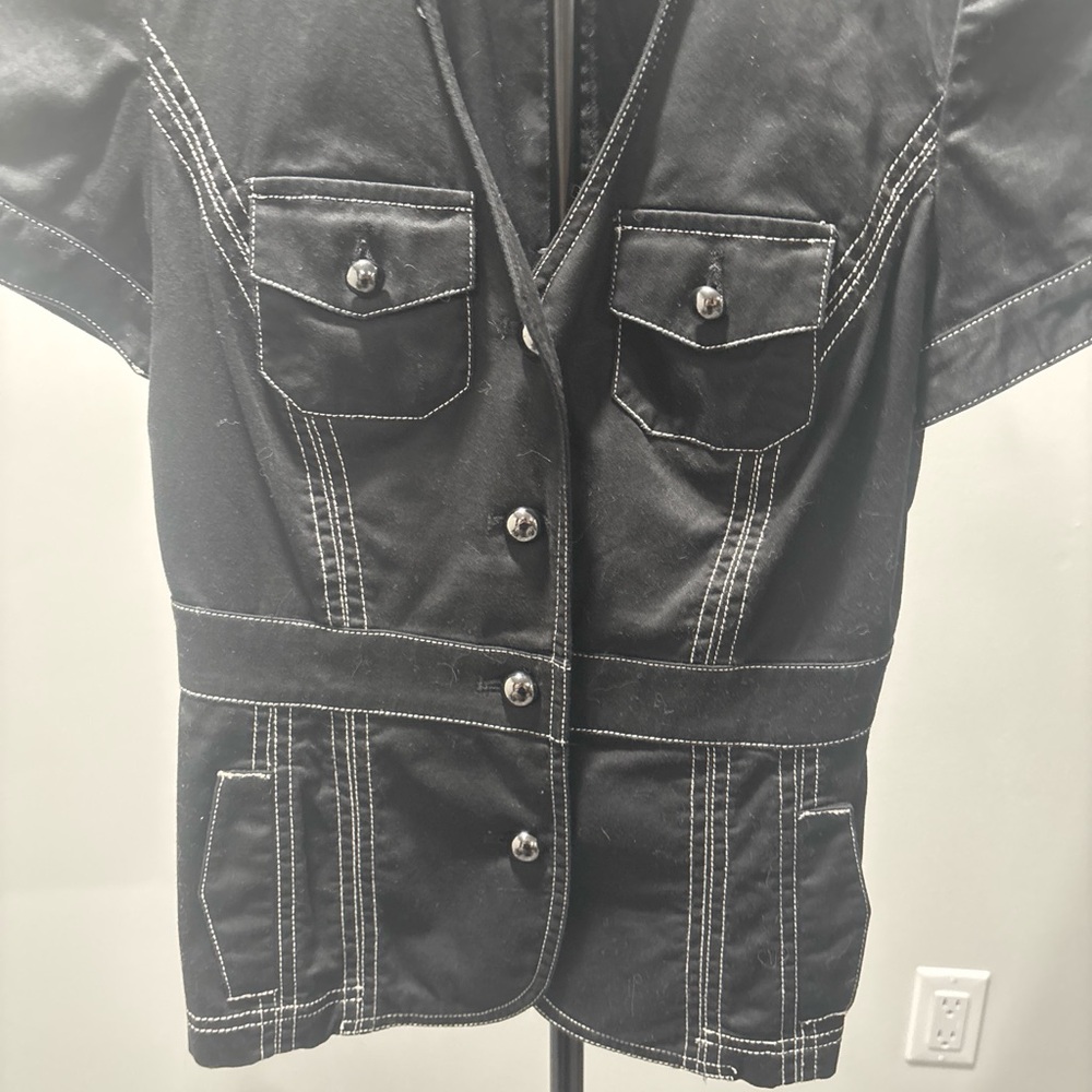 White House Black Market Black Short Sleeve Blazer - Picture 2 of 4